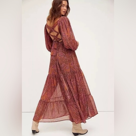 NWT $288 Free People Folklore Maxi Dress Size Medium Bohemian Whimsical Cottage - Picture 4 of 16